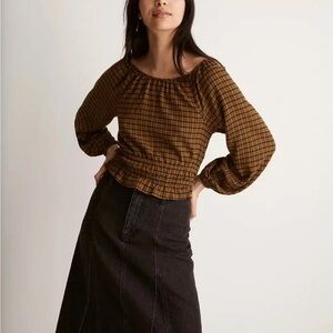 Madewell Tie-Back Cutout Top in Plaid
